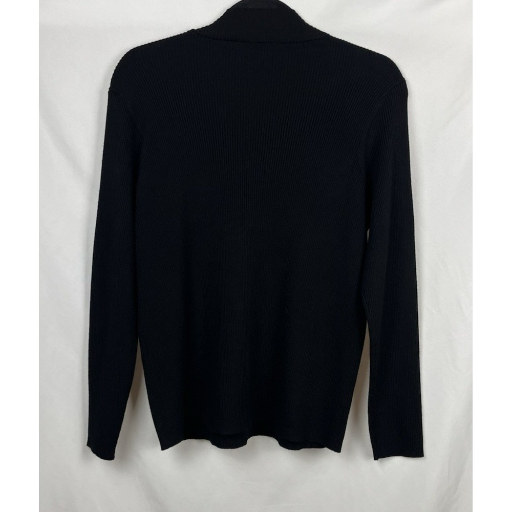 CHICO'S Black Ribbed Mock Neck Keyhole Sweater Size 1 (M) Long Sleeve Stretchy - Picture 4 of 13